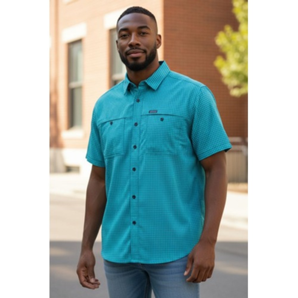 GameGuard Outdoors Shirt Mens 5X Blue Teal Check Gorpcore Vented Fishing Hiking‎